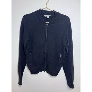 Cotton By Autumn Cashmere Womens Cotton Black Zip Bomber Cardigan Size S
